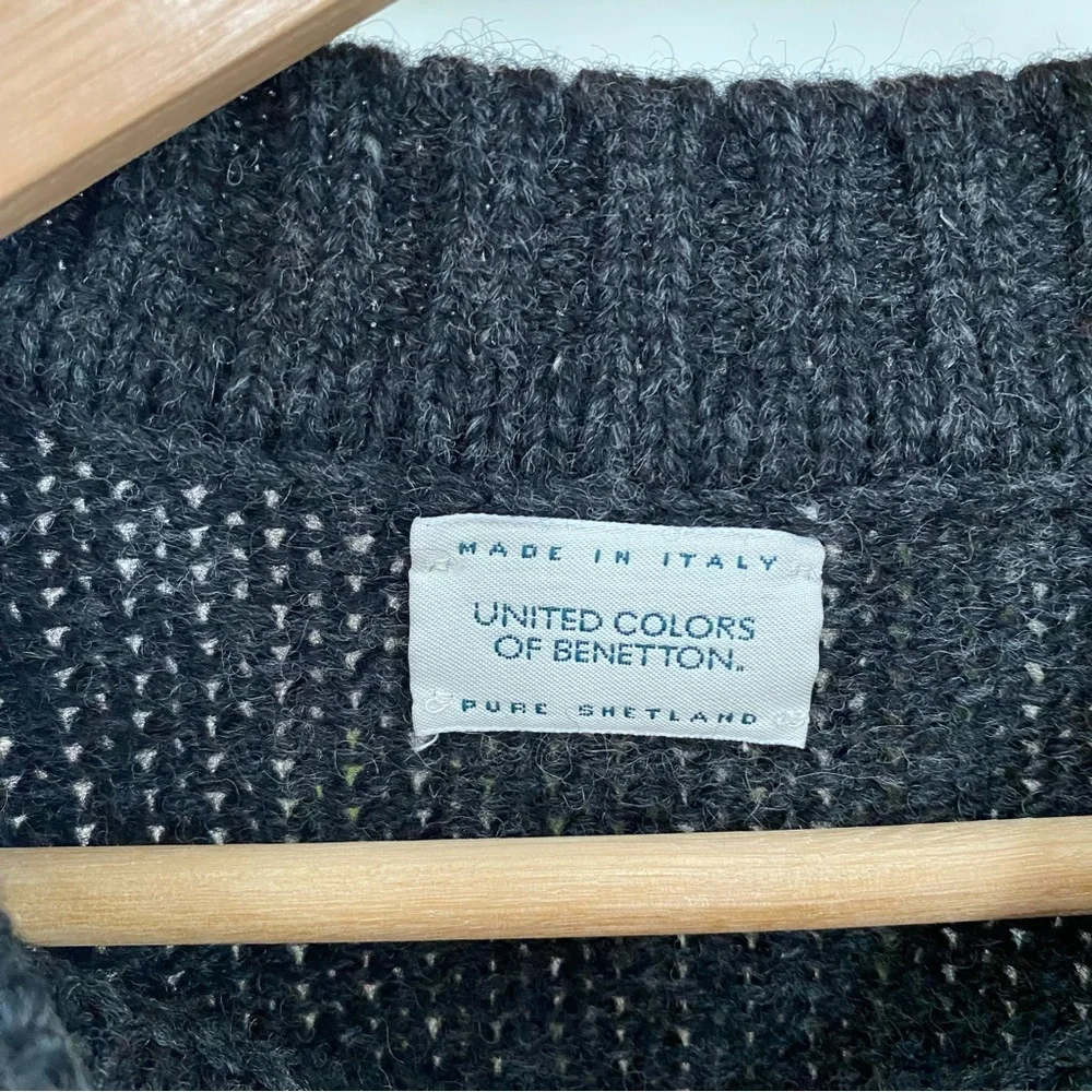Vintage United Colors of Benetton Shetland Wool Scandi Fair Isle Sweater L